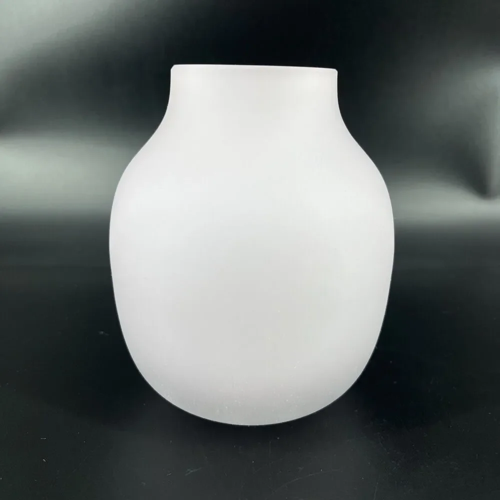 West Elm Soft Pink Cased Glass Vase Matte Finish White Interior 5 in